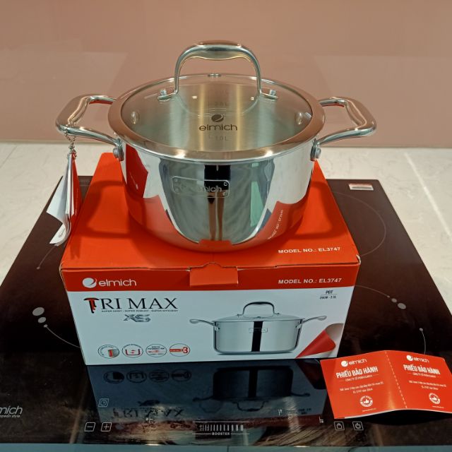 Nồi inox elmich đáy liền cao cấp elmich trimax xs 18cm, 20cm, 24cm, 26cm, 28cm