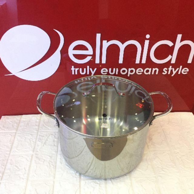 Nồi luộc gà inox elmich trimax 3 lớp đáy liền size 28cm 3736