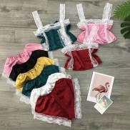 Bộ Ngủ Lụa Phối Ren Dễ Thương