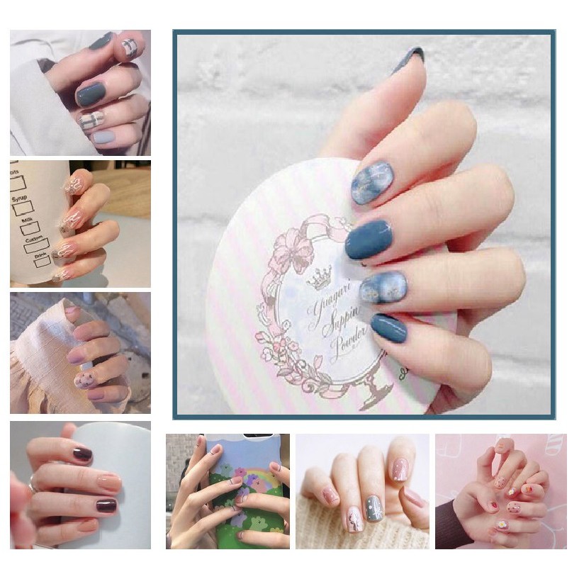 Sét 24 móng tay giả 3D nghệ thuật độc đáo tặng kèm keo dán móng