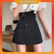 Quần Short Nữ Giả Váy Cạp Cao 3 Khuy Fullsize - Quần Sooc Giả Chân Váy Nữ Ngắn Ullzang CV434 SUTANO