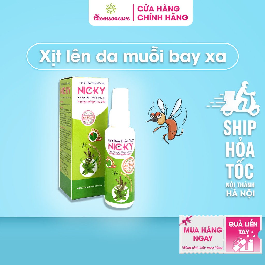 Nicky xịt muỗi - An toàn cho cả trẻ sơ sinh - Chống muỗi - Đuổi muỗi và côn trùng