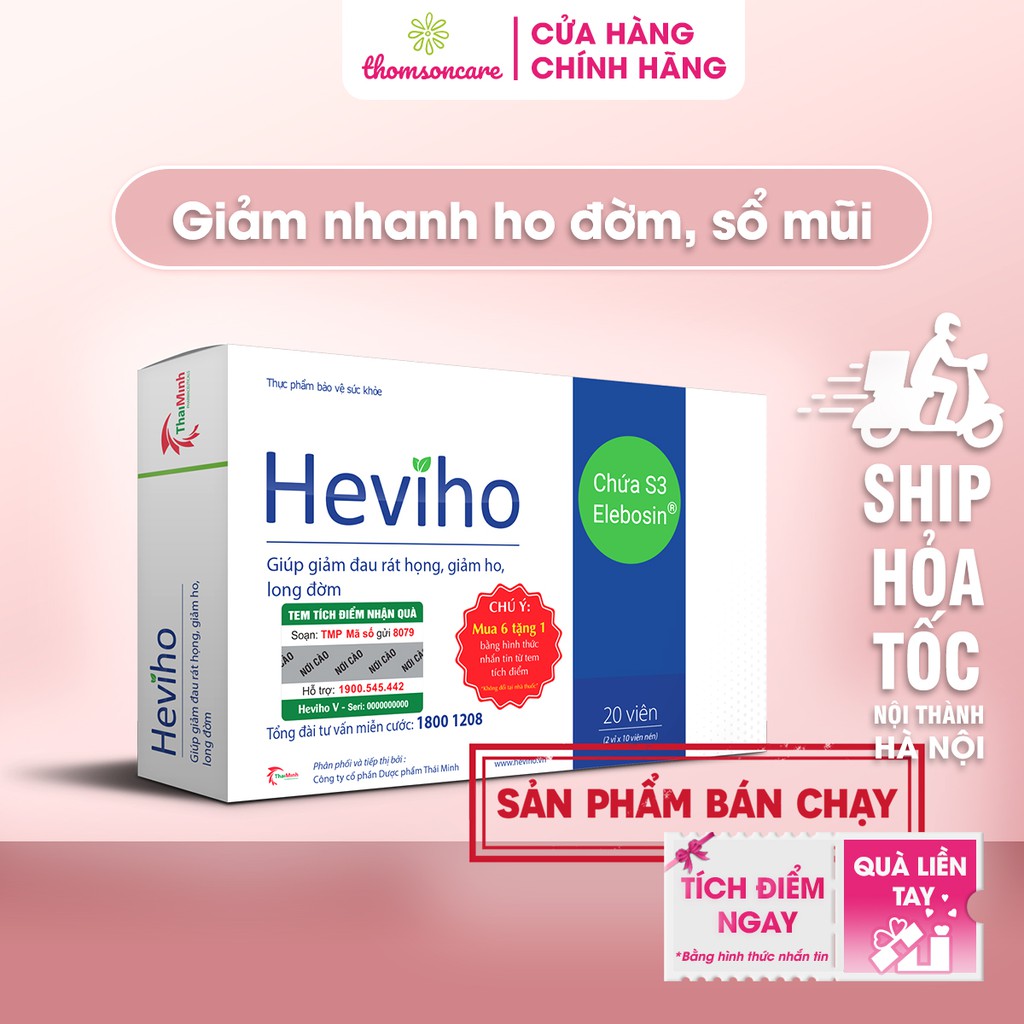Heviho hỗ trợ giảm đau rát họng - Có tem tích điểm chính hãng