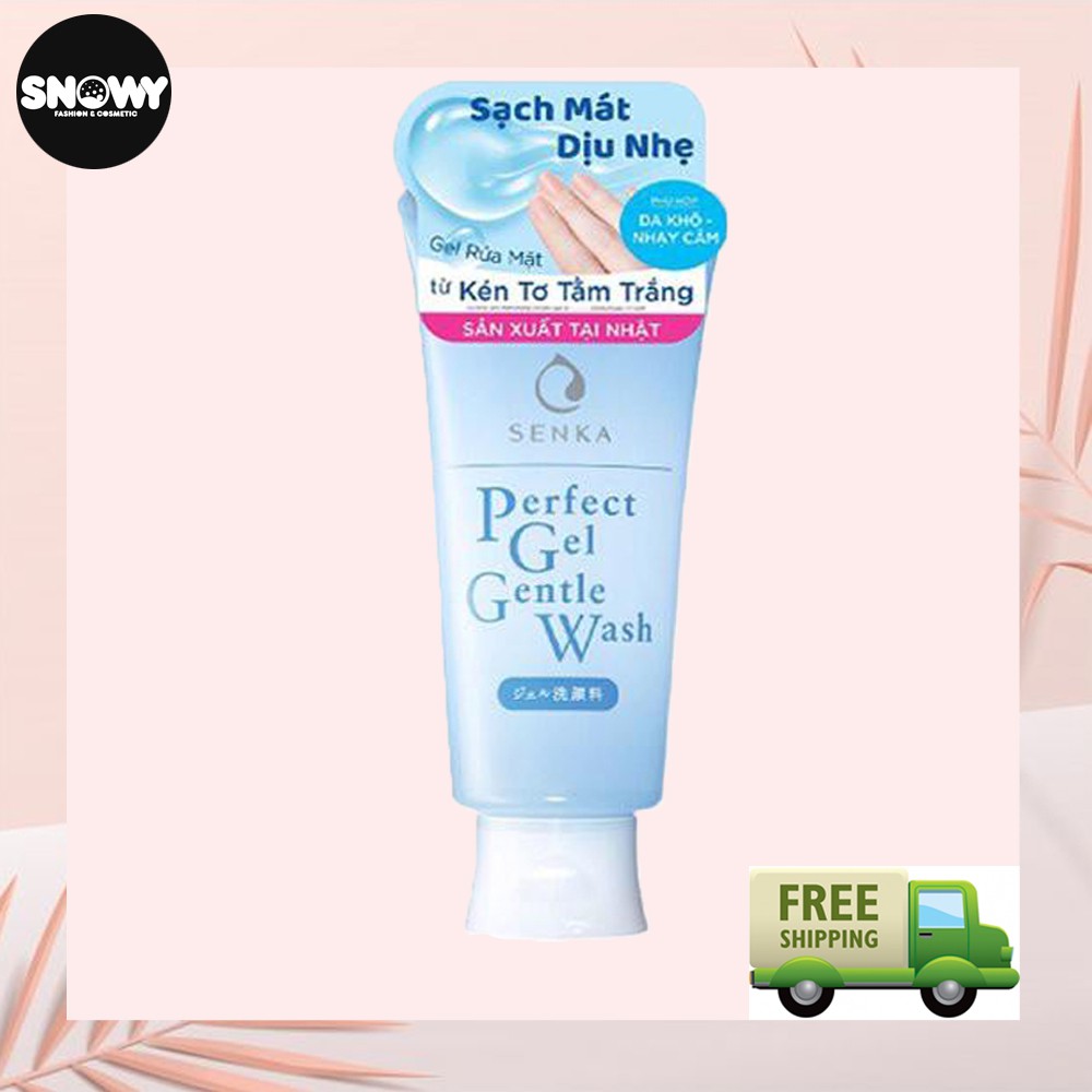 (NK Chính hãng) Gel Sữa Rửa Mặt Kén Tơ Tằm Trắng Senka Perfect Gel Gentle Wash Da khô - nhạy cảm