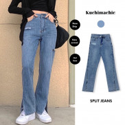 KUCHIMACHIC - Quần jeans rách xẻ gấu, ống vừa, chất liệu jeans mềm thích hợp đi học đi chơi mã 0062