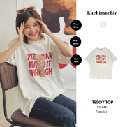 KUCHIMACHIC - Áo phông teddy màu tiêu sữa, chất liệu cotton co  dãn bốn chiều, thích hợp đi học đi chơi mã KUAP04