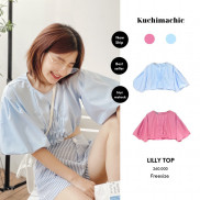 Áo sơ mi croptop tay bồng,chất lụa Hàn, phù hợp đi học đi làm mã KUSM02