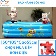 Bể bơi cho bé hồ phao bơi trẻ em thành cao 3 tầng cỡ dài 150cm và 125cm