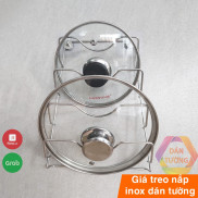 Giá treo nắp nồi inox dán tường 4 tầng, giá kệ treo nắp vung xoong nồi bộ dụng cụ nhà bếp tiện lợi có sẵn miếng dán -TNN