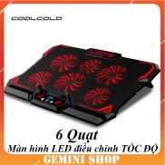 Đế tản nhiệt laptop COOL 6 2580RPM Màn hình điều khiển quạt làm mát nhanh quạt tản nhiệt gaming đèn led Macbook Asus ...