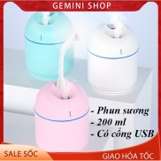 Máy phun sương khuếch tán tinh dầu máy phun sương Mini Humdifier 9801 200ml tạo độ ẩm không khí có cổng cắm USB và sạc