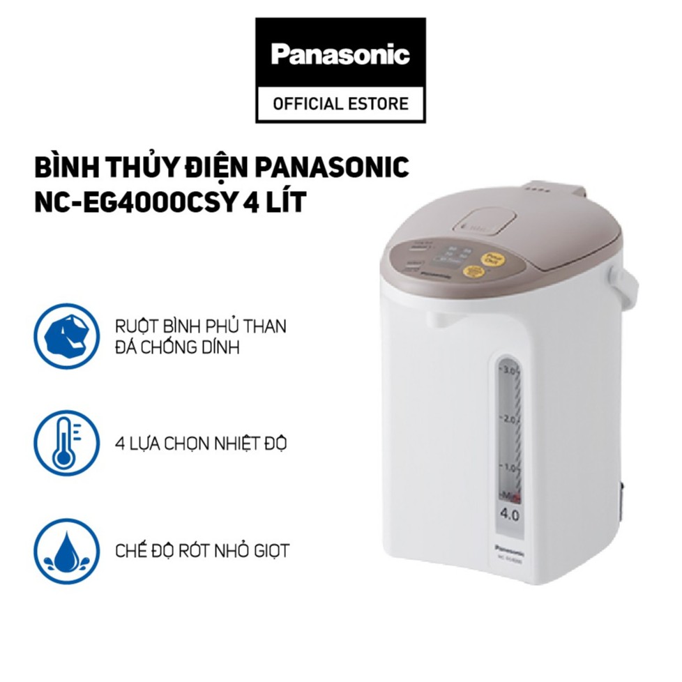 Bình Thủy Điện Panasonic NC-EG4000CSY 4 Lít - Bảo Hành 12 Tháng - Hàng Chính Hãng