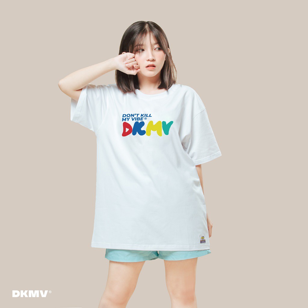 Áo thun form rộng tay lỡ DKMV màu trắng | DKMV RGB Tee