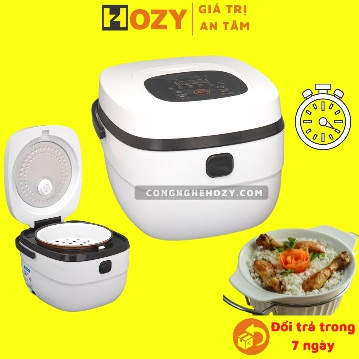 Nồi cơm điện mini 2l thông minh hẹn giờ , lòng nồi 2 lit, 8 chức năng tiện lợi ,nấu cháo,hầm xương, làm bánh ,hấp
