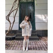 Áo khoác len cardigan hoạ tiết CHỮ CÁI ( Ảnh thật )