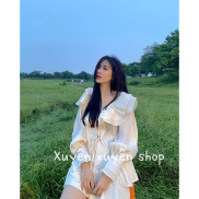 Áo sơ mi cổ bèo dây buộc organza ( Ảnh thật )