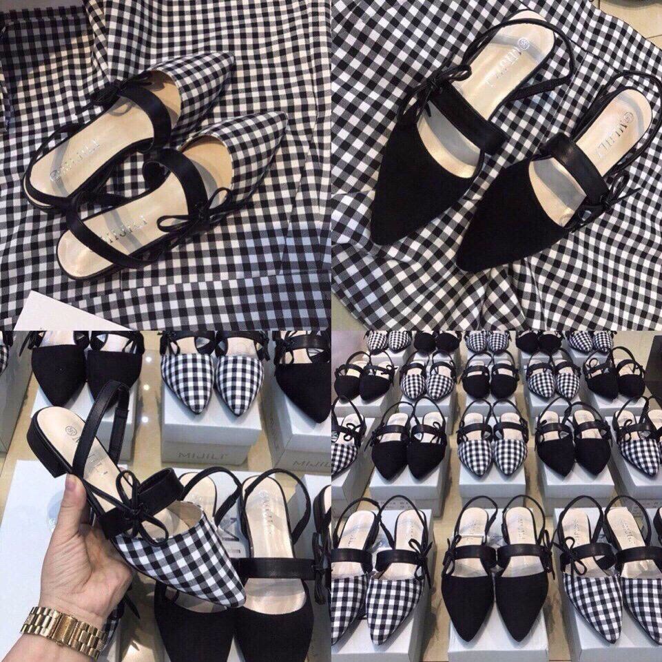 sandal quai nơ 2 màu - KÈM CLIP