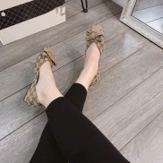 Giày bệt 2 màu nơ xích