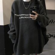  Áo Sweater Ấm Áp Dáng Rộng In Chữ Kiểu Cổ Điển Phong Cách Hàn Quốc