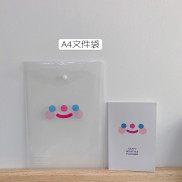 Túi đựng giấy tờ cỡ A4 trong suốt in hình mặt cười đơn giản