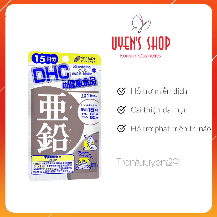 Viên uống Bổ sung Kẽm DHC Zinc Nhật Bản