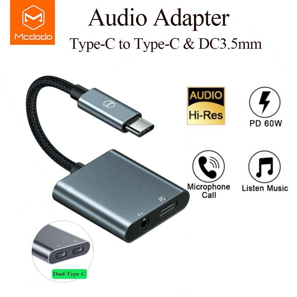 Mcdodo Thiết Bị Chuyển Đổi Âm Thanh Mcdodo Dành Cho Huawei Samsung Xiaomi Hỗ Trợ Mic Đàm Thoại PD Type C 60W