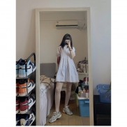 Đầm Babydoll Váy Trắng sơ mi  ulzzang công chúa đi biển dài xếp ly suông đẹp nữ dài qua gối thiết kế đuôi cá Kozoda d8a