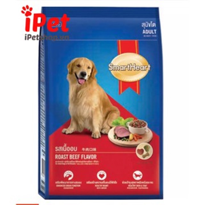 Combo 5 Gói Thức Ăn Cho Chó Lớn Hạt Khô SmartHeart Vị Thịt Bò Nướng 400gr - iPet Shop