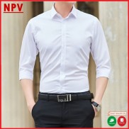 Áo sơ mi nam dài tay NPV cổ bẻ, áo sơ mi trắng vải lụa nến không nhăn không xù