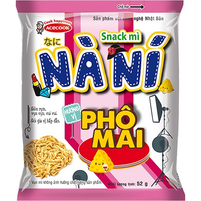 Snack mì Nà Ní vị phômai /trứng muối gói 52g