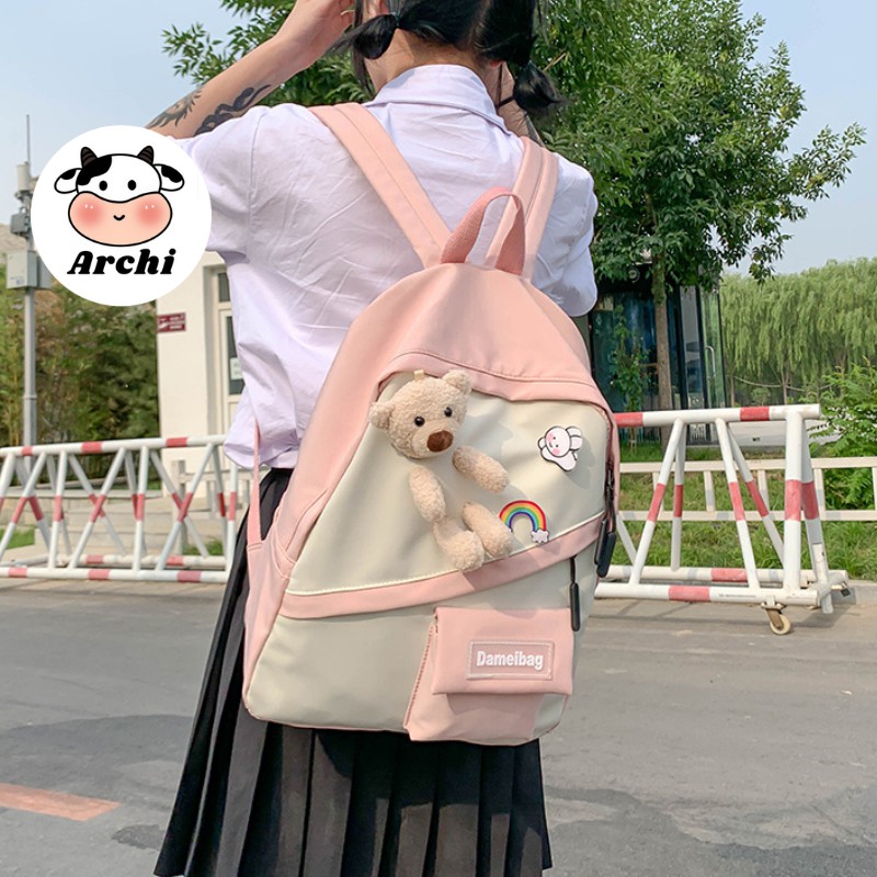 Balo ulzzang kèm gấu bông BL1