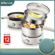 Nồi Điện, nấu , hấp, lẩu, hầm đa Năng hãng BEAR 3 tầng 1.2 lít tặng kèm xửng hấp chảo