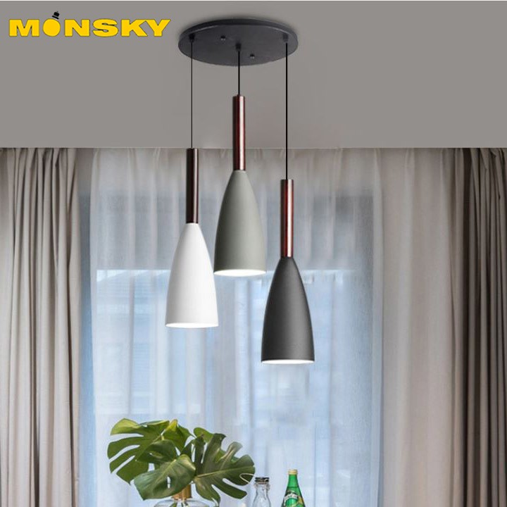Đèn thả MONSKY SECHE trang trí phòng bếp, bàn ăn - 3 bóng chao nhôm KITCHENLAMP SEASON HOT