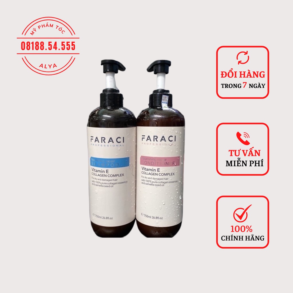 Dầu gội xả FARACI VITAMIN E 750ml. Phục hồi tóc, Chống Rụng, Kích Thíc Mọc Tóc. Siêu Mềm Mượt. HÀNG CHÍNH HÃNG ALYA