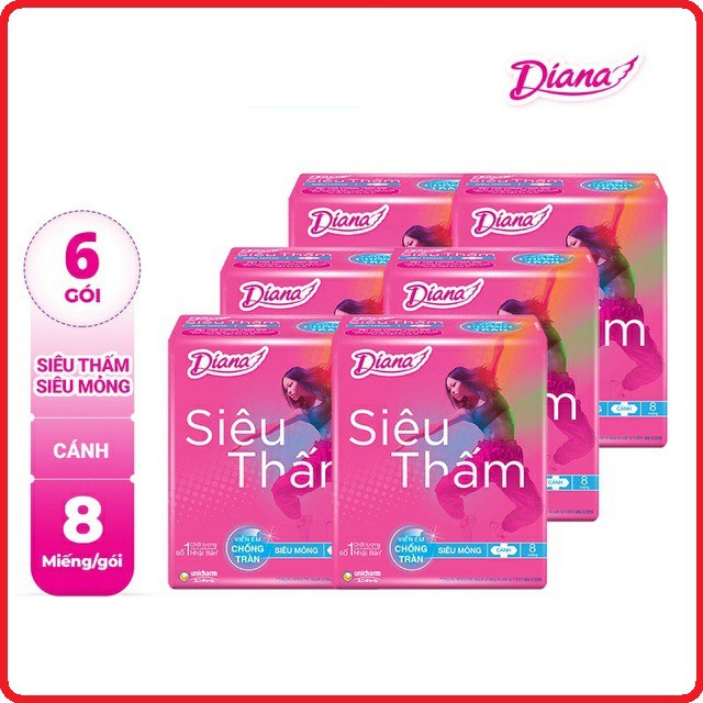 Combo 6 gói BVS Diana Siêu Mỏng (8 miếng/ gói)