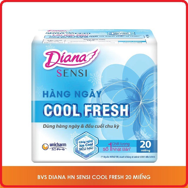 Băng Vệ Sinh Diana HẰNG NGÀY Sensi Cool Fresh Siêu Mát Lạnh (20 miếng/gói)
