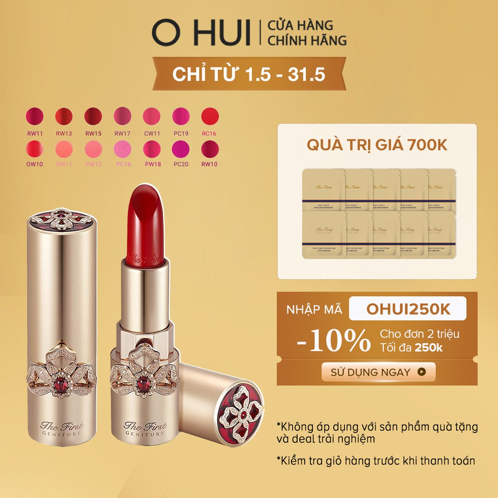 Son thỏi bền màu dưỡng ẩm ngăn lão hóa OHUI The First Geniture Lipstick 3.8g