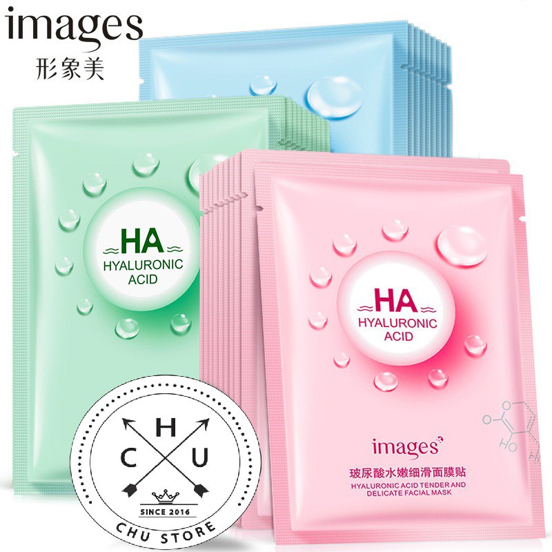 Hot - Mặt Nạ HA Images Dưỡng Da Mụn Cấp Ẩm Thải Độc Trắng Da (Hồng, Xanh Dương, Xanh Lá) Chustore MN2