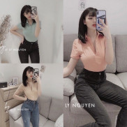 Áo thun cổ bẻ trơn đẹp, Áo phông ngắn tay dáng ôm vải cotton co giãn AT1178 - NhiNhiShop
