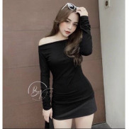 Áo kiểu trễ vai dài tay vạt nhọn, Áo thun vạt dài lệch vai vải cotton co giãn CS1315 - NhiNhi Shop