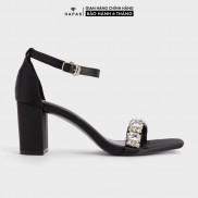 Giày Đế Vuông Nữ Lụa Quai Đá 7Phân HAPAS - CG77114