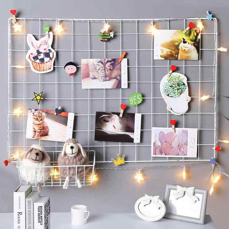 Khung Lưới Decor Kẹp Ảnh, Tấm Lưới Thép Trang Trí Phòng Học Quán Cafe - Tặng Kèm Đinh Treo