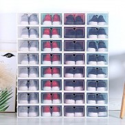 Combo 5 Hộp Đựng Giày Thông Minh Nắp Nhựa Cứng Lắp Ráp Tặng Gói Hút Ẩm Màu Trắng