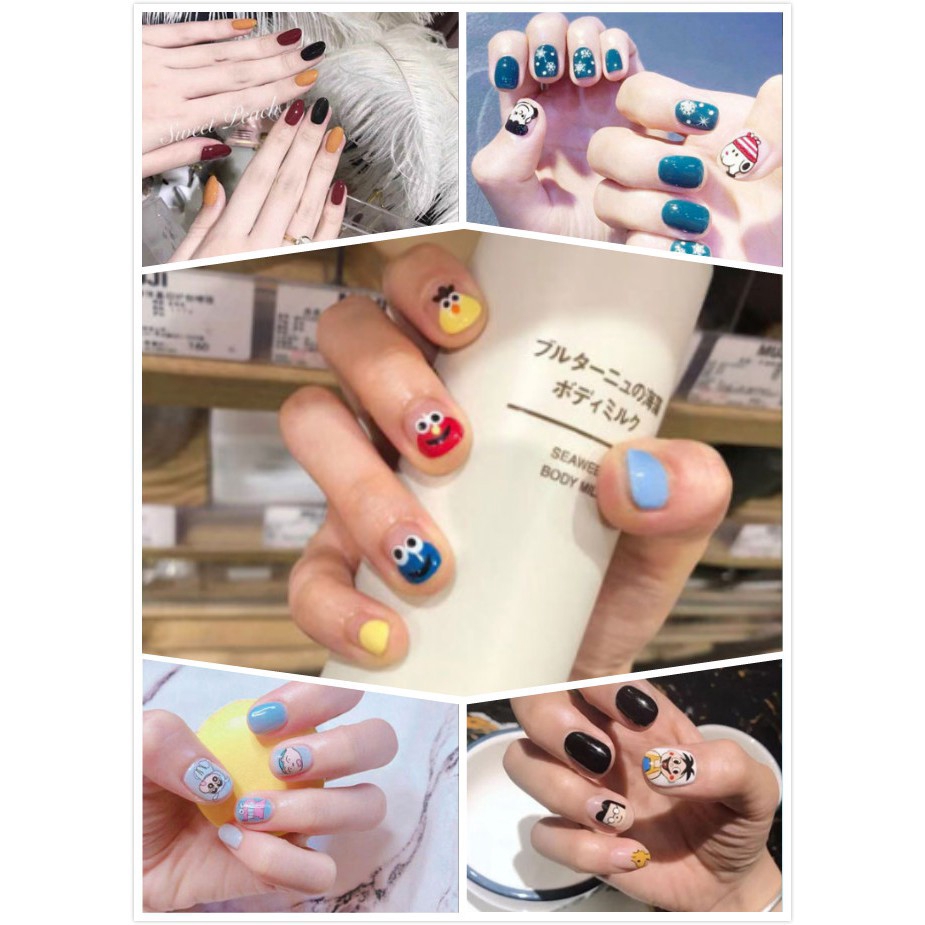 Set 14 nhãn dán trang trí móng tay chống thấm nước phong cách Hàn Quốc