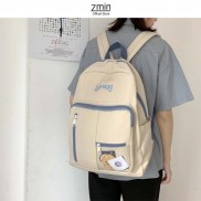 Balo ulzzang đi học Zmin, chống thấm nước đựng vừa laptop 14inch, A4-Z108