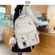 Balo đi học nữ ulzzang Zmin, chống thấm nước đựng vừa laptop 14inch, A4-Z129