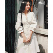 Đầm trắng dạo phố viền bèo xinh xắn