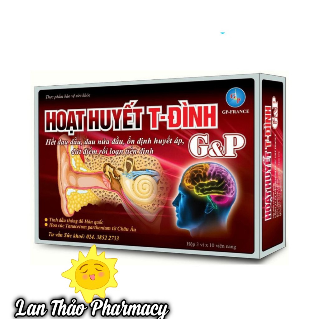 HOẠT HUYẾT TIỀN ĐÌNH GP GIÚP ỔN ĐỊNH HUYẾT ÁP DỨT ĐIỂM RỐI LOẠN TIỀN ĐÌNH HỘP 3 VỈ X 10 VIÊN