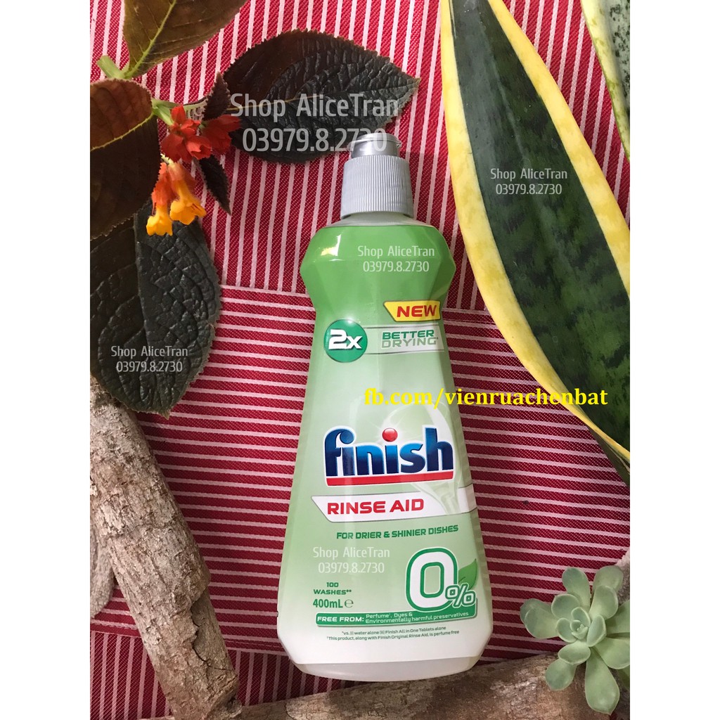 Nước làm bóng (chất trợ xả) Finish Eco 0% 400ml (dùng cho máy rửa chén bát)