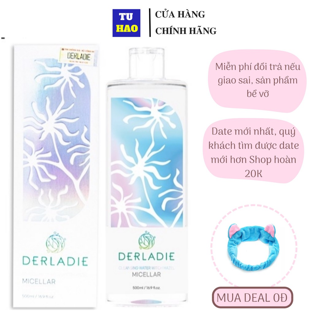 Nước Tẩy Trang Làm Sạch Da, Kháng Khuẩn Derladie Cleansing Water 500ml - Từ Hảo